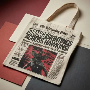   Stranger Things Hawkins shopping bag, bevásárlótáska 40 cm
