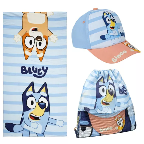 Bluey & Bingo törölköző, tornazsák, baseball sapka szett Bluey & Bingo törölköző, tornazsák, baseball sapka szett