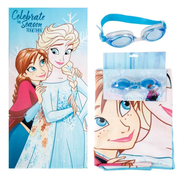 Disney Jégvarázs Celebrate törölköző és úszószemüveg szett Disney Jégvarázs Celebrate törölköző és úszószemüveg szett
