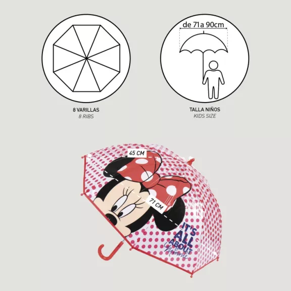 Disney Minnie Dots gyerek átlátszó esernyő Ø71 cm