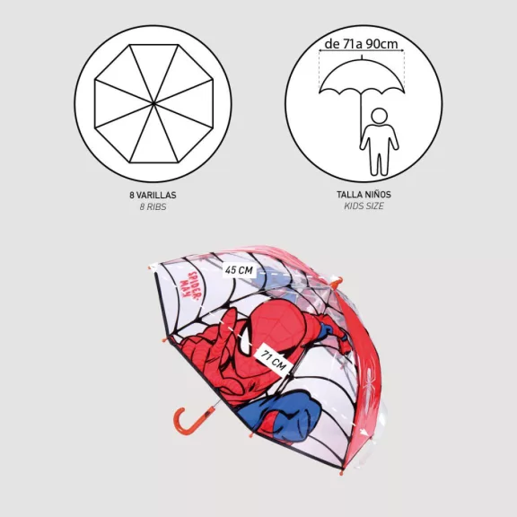 Pókember Web-Slinger gyerek átlátszó esernyő Ø71 cm