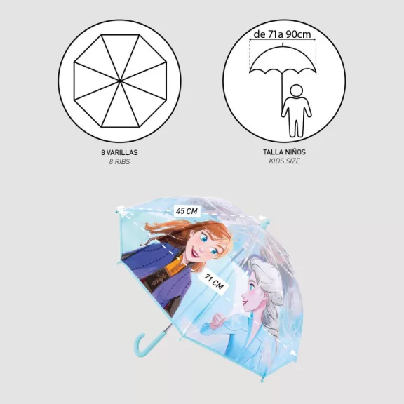 Disney Jégvarázs Icy Drizzle gyerek átlátszó esernyő Ø71 cm