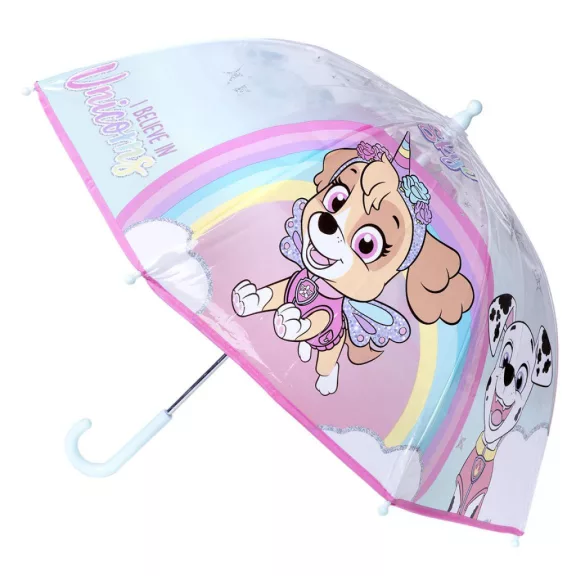 Mancs Őrjárat Believe in Unicorns gyerek átlátszó esernyő Ø71 cm Mancs Őrjárat Believe in Unicorns gyerek átlátszó esernyő Ø71 cm