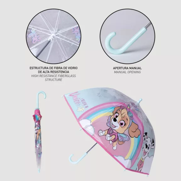 Mancs Őrjárat Believe in Unicorns gyerek átlátszó esernyő Ø71 cm