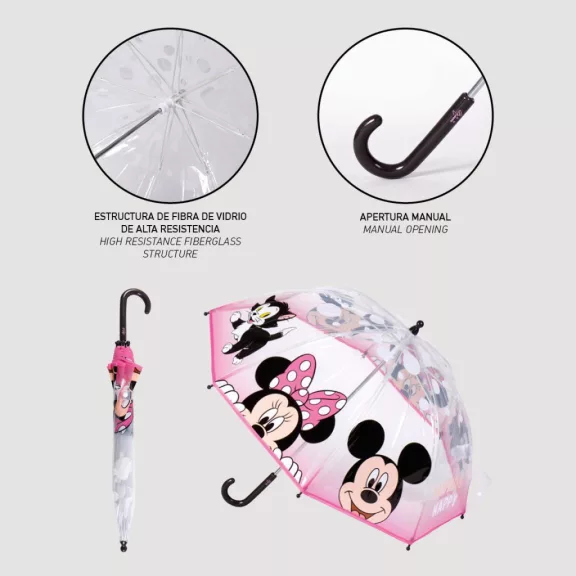 Disney Minnie Make Me Happy gyerek átlátszó esernyő Ø71 cm