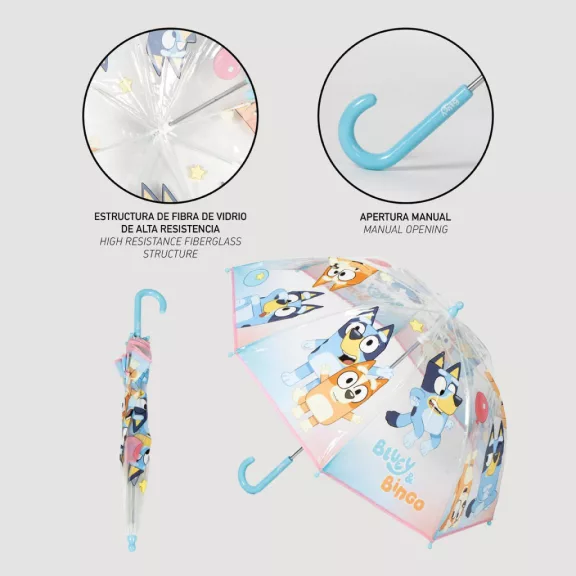 Bluey Bingo gyerek átlátszó esernyő Ø71 cm