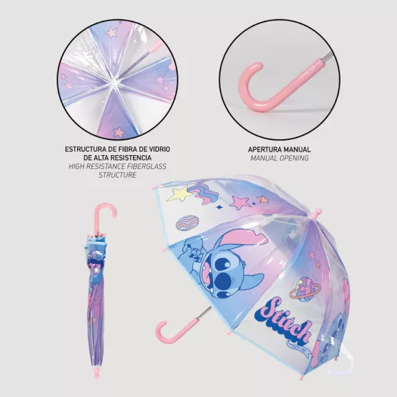 Disney Lilo és Stitch, A csillagkutya Universe gyerek átlátszó esernyő Ø71 cm