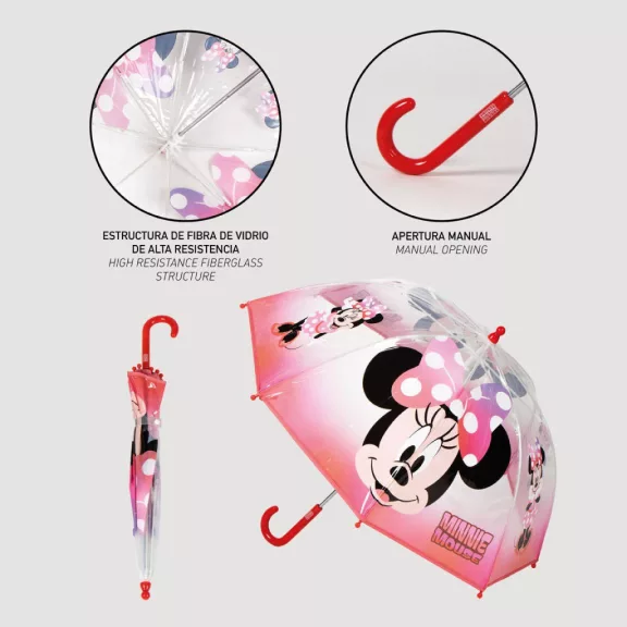 Disney Minnie Cheerful gyerek átlátszó esernyő Ø71 cm