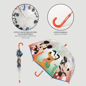 Disney Mickey Pluto gyerek átlátszó esernyő Ø71 cm