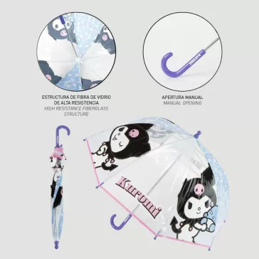 Hello Kitty Kuromi gyerek átlátszó esernyő Ø71 cm