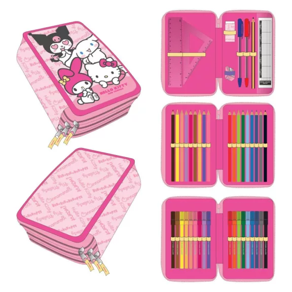 Hello Kitty Kawaii Cuties tolltartó töltött 3 emeletes Giotto Hello Kitty Kawaii Cuties tolltartó töltött 3 emeletes Giotto