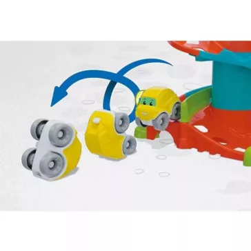   Színes Fun Garage készségfejlesztő garázs szett bukfencező kisautóval Clementoni