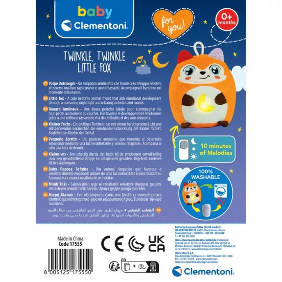Róka Twinkle Twinkle éjszakai fény és játék Clementoni