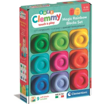 Színes Clemmy puha építőkocka szett 9 db-os Clementoni