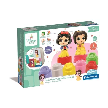   Disney Hercegnők Clemmy Snow White and Belle építőkocka szett könyvvel Clementoni