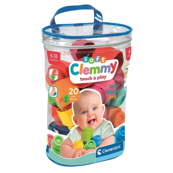 Színes Clemmy puha építőkocka 20 db-os Clementoni Színes Clemmy puha építőkocka 20 db-os Clementoni