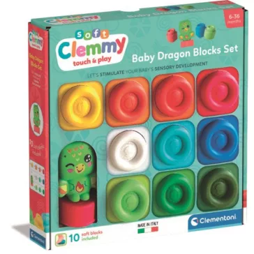   Színes Clemmy Dragon puha építőkocka szett 10 db-os figurával Clementoni