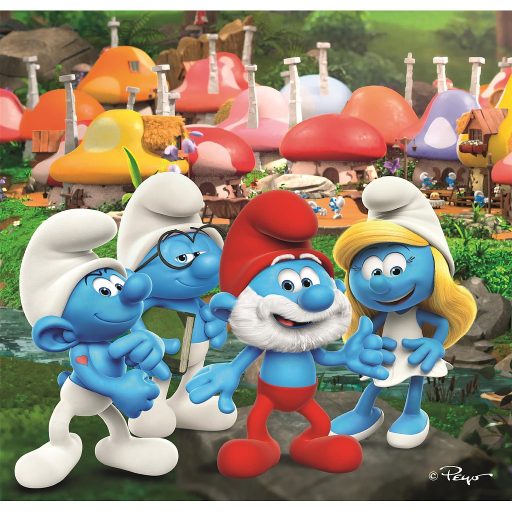 Hupikék törpikék Village 3x48 db-os puzzle Clementoni