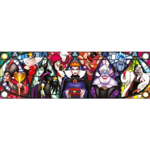 Disney Gonoszok Stained Glass 1000 db-os panoráma puzzle Clementoni