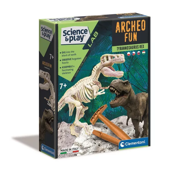 Világító dinoszaurusz Archeo Fun T-Rex régészeti készlet Clementoni Világító dinoszaurusz Archeo Fun T-Rex régészeti készlet Clementoni