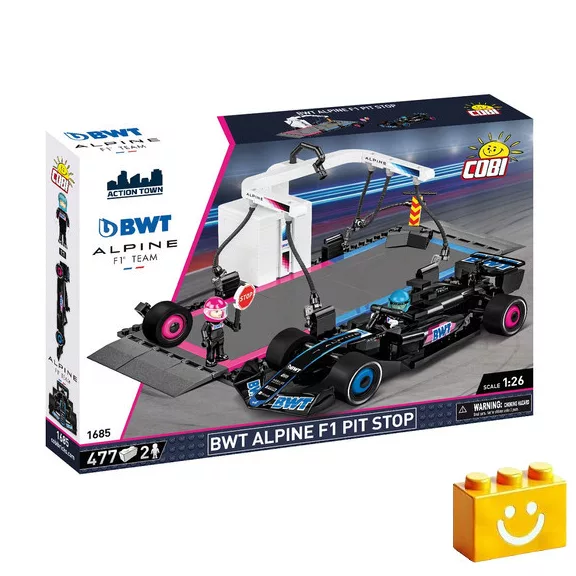 COBI 1685 - BWT Alpine F1 Pit Stop - Forma-1 boxkiállás játékszett - 100% kompatibilis minden más kedvelt márkával COBI 1685 - BWT Alpine F1 Pit Stop - Forma-1 boxkiállás játékszett - 100% kompatibilis minden más kedvelt márkával