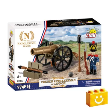   COBI 20093 - Napóleon francia tüzérségi ágyúja és minifigura – 100% kompatibilis minden más kedvelt márkával