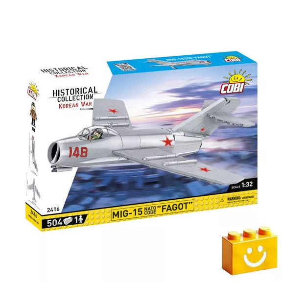 COBI 2416 – MiG-15 NATO kód 'Fagot' – Szovjet vadászgép építőjáték – 100% kompatibilis minden más kedvelt márkával COBI 2416 – MiG-15 NATO kód 'Fagot' – Szovjet vadászgép építőjáték – 100% kompatibilis minden más kedvelt márkával