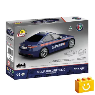   COBI 24654 - Alfa Romeo Giulia Quadrifoglio Carabinieri - olasz rendőrségi sportlimuzin modell - 100% kompatibilis minden más kedvelt márkával