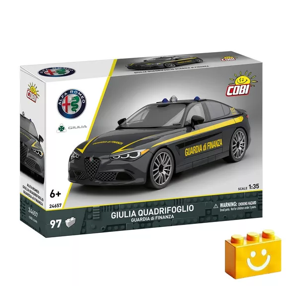 COBI 24657 - Alfa Romeo Giulia Quadrifoglio Guardia di Finanza - olasz szolgálati sportlimuzin modell - 100% kompatibilis minden más kedvelt márkával COBI 24657 - Alfa Romeo Giulia Quadrifoglio Guardia di Finanza - olasz szolgálati sportlimuzin modell - 100% kompatibilis minden más kedvelt márkával