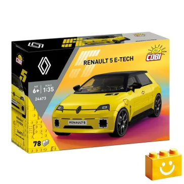   COBI 24673 - Renault 5 E-Tech Electric - sárga elektromos városi autó modell - 100% kompatibilis minden más kedvelt márkával