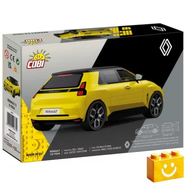   COBI 24673 - Renault 5 E-Tech Electric - sárga elektromos városi autó modell - 100% kompatibilis minden más kedvelt márkával