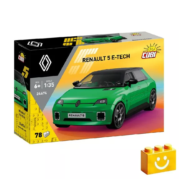 COBI 24674 - Renault 5 E-Tech Electric - zöld elektromos városi autó modell - 100% kompatibilis minden más kedvelt márkával COBI 24674 - Renault 5 E-Tech Electric - zöld elektromos városi autó modell - 100% kompatibilis minden más kedvelt márkával