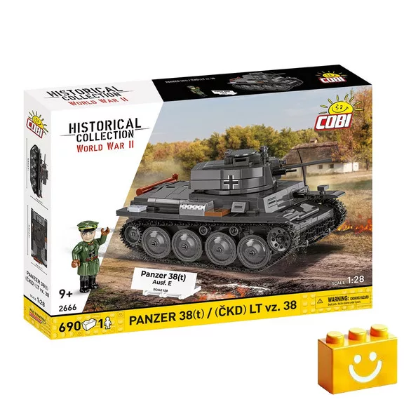 COBI 2666 - Panzer 38(t) / (ČKD) LT vz.38 - 2 az 1-ben könnyű harckocsi - 100% kompatibilis minden más kedvelt márkával COBI 2666 - Panzer 38(t) / (ČKD) LT vz.38 - 2 az 1-ben könnyű harckocsi - 100% kompatibilis minden más kedvelt márkával