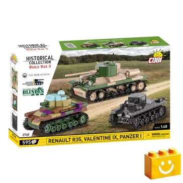   COBI 2740 - Valentine IX / Panzer I / Renault R35 - 3 az 1-ben történelmi tank készlet - 100% kompatibilis minden más kedvelt márkával