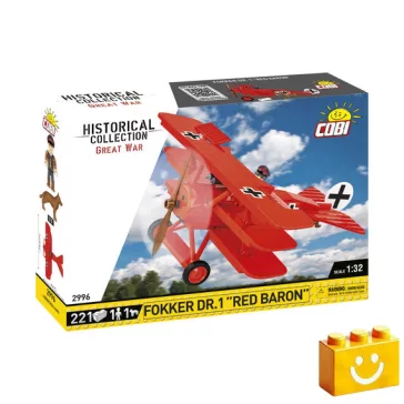   COBI 2996 - Fokker Dr.I "Vörös Báró" Vadászrepülőgép  építőjáték – 100% kompatibilis minden más kedvelt márkával