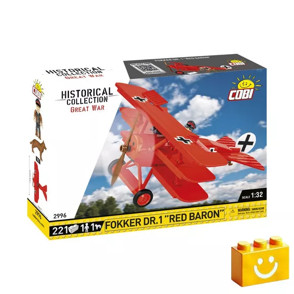 COBI 2996 - Fokker Dr.I "Vörös Báró" Vadászrepülőgép építőjáték – 100% kompatibilis minden más kedvelt márkával COBI 2996 - Fokker Dr.I "Vörös Báró" Vadászrepülőgép építőjáték – 100% kompatibilis minden más kedvelt márkával
