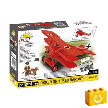   COBI 2996 - Fokker Dr.I "Vörös Báró" Vadászrepülőgép  építőjáték – 100% kompatibilis minden más kedvelt márkával