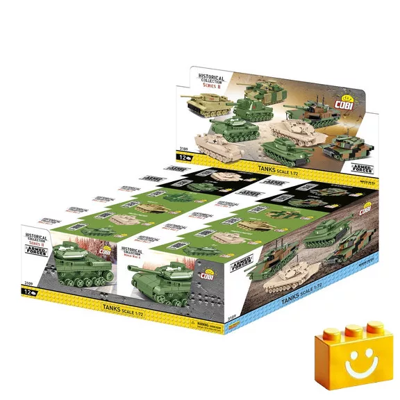 COBI 3109 - Tanks 1:72 CDU Display - 12 db-os harckocsi bemutatócsomag - 100% kompatibilis minden más kedvelt márkával COBI 3109 - Tanks 1:72 CDU Display - 12 db-os harckocsi bemutatócsomag - 100% kompatibilis minden más kedvelt márkával