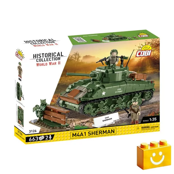 COBI 3126 - M4A1 Sherman - amerikai közepes harckocsi - 100% kompatibilis minden más kedvelt márkával COBI 3126 - M4A1 Sherman - amerikai közepes harckocsi - 100% kompatibilis minden más kedvelt márkával