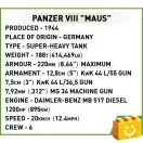 COBI 3138 - Panzerkampfwagen VIII Maus - német szupernehéz harckocsi - 100% kompatibilis minden más kedvelt márkával COBI 3138 - Panzerkampfwagen VIII Maus - német szupernehéz harckocsi - 100% kompatibilis minden más kedvelt márkával