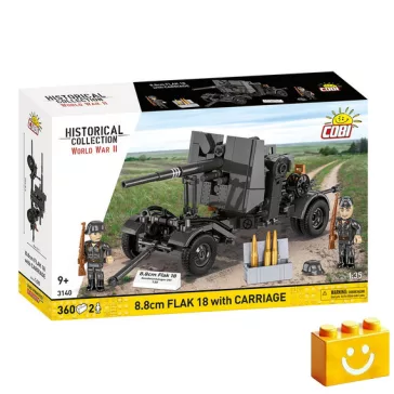   COBI 3140 - 8,8 cm Flak 18 löveg vontatókocsival - német légvédelmi ágyú készlet - 100% kompatibilis minden más kedvelt márkával