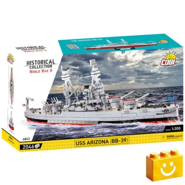   COBI 4843 – USS Arizona (BB-39) – amerikai csatahajó építőjáték – 100% kompatibilis minden más kedvelt márkával