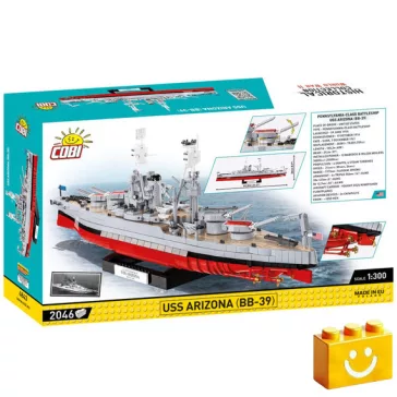   COBI 4843 – USS Arizona (BB-39) – amerikai csatahajó építőjáték – 100% kompatibilis minden más kedvelt márkával