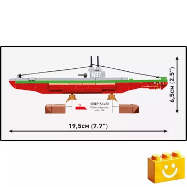   COBI 4863 - ORP Sokół U-class - lengyel tengeralattjáró modell - 100% kompatibilis minden más kedvelt márkával