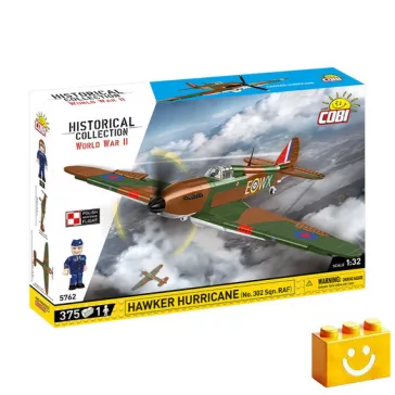   COBI 5762 – Hawker Hurricane (No. 302 Sqn. RAF) – brit vadászrepülőgép építőjáték – 100% kompatibilis minden más kedvelt márkával