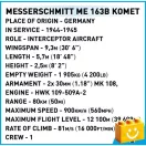 COBI 5766 - Messerschmitt Me 163B „Komet” - német rakétahajtású vadászrepülő - 100% kompatibilis minden más kedvelt márkával COBI 5766 - Messerschmitt Me 163B „Komet” - német rakétahajtású vadászrepülő - 100% kompatibilis minden más kedvelt márkával