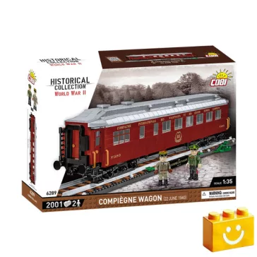   COBI 6289 - Compiègne Wagon 1940 vasúti kocsi építőjáték – 100% kompatibilis minden más kedvelt márkával