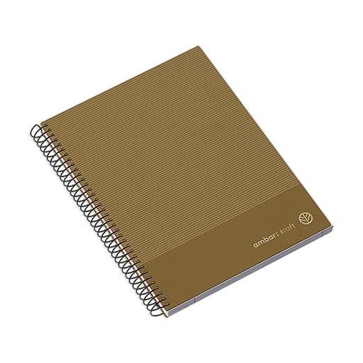 Spirálfüzet, A5, kockás, 100 lap, keményfedeles, AMBAR "Kraft", vegyes színek