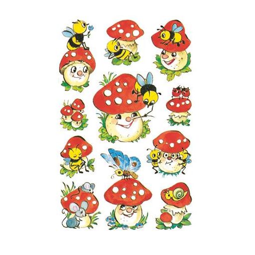 Matrica, papír, 3 ív, 76x120 mm, AVERY ZWECKFORM, "Z-Design No.4304", gombák