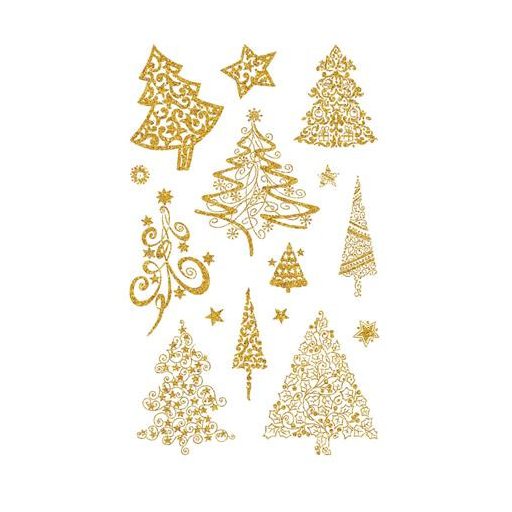 Matrica, papír, 1 ív, 76x120 mm, AVERY ZWECKFORM, "Z-Design No.52273", arany fenyőfák